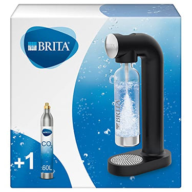 BRITA Wassersprudler sodaONE (schwarz) inkl. CO₂-Zylinder und BPA-freier PET-Flasche | Macht aus Trinkwasser spritziges Sprudelwasser (bis zu 60l pro Zylinder) – Trinkwassersprudler für zuhause im Sale